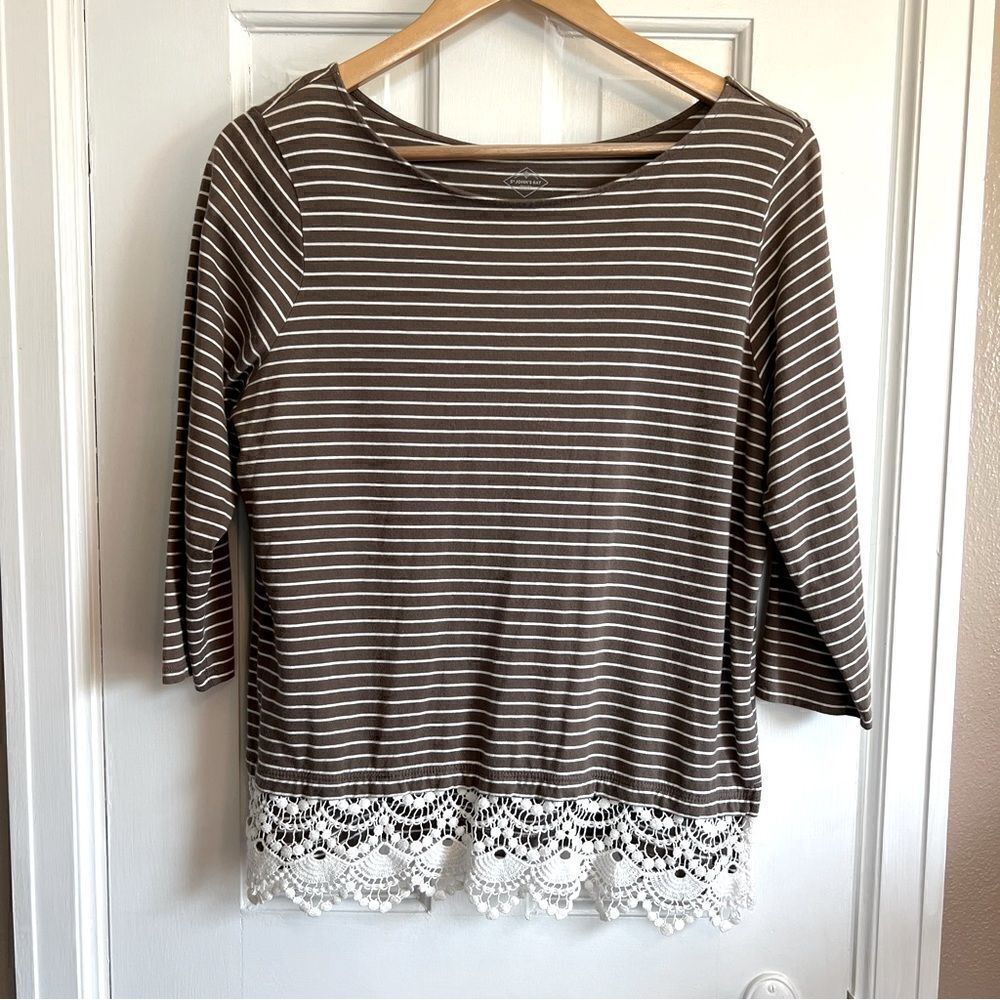 St John’s Bay Lace trimmed striped top